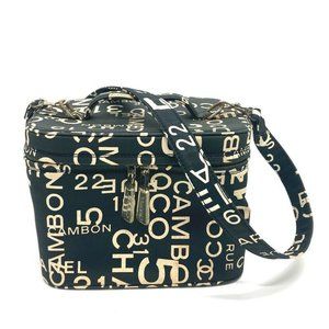 Authentic CHANEL By The Sea Line logo Vanity bag Cosmetic bag 2WAY Shoulder Bag